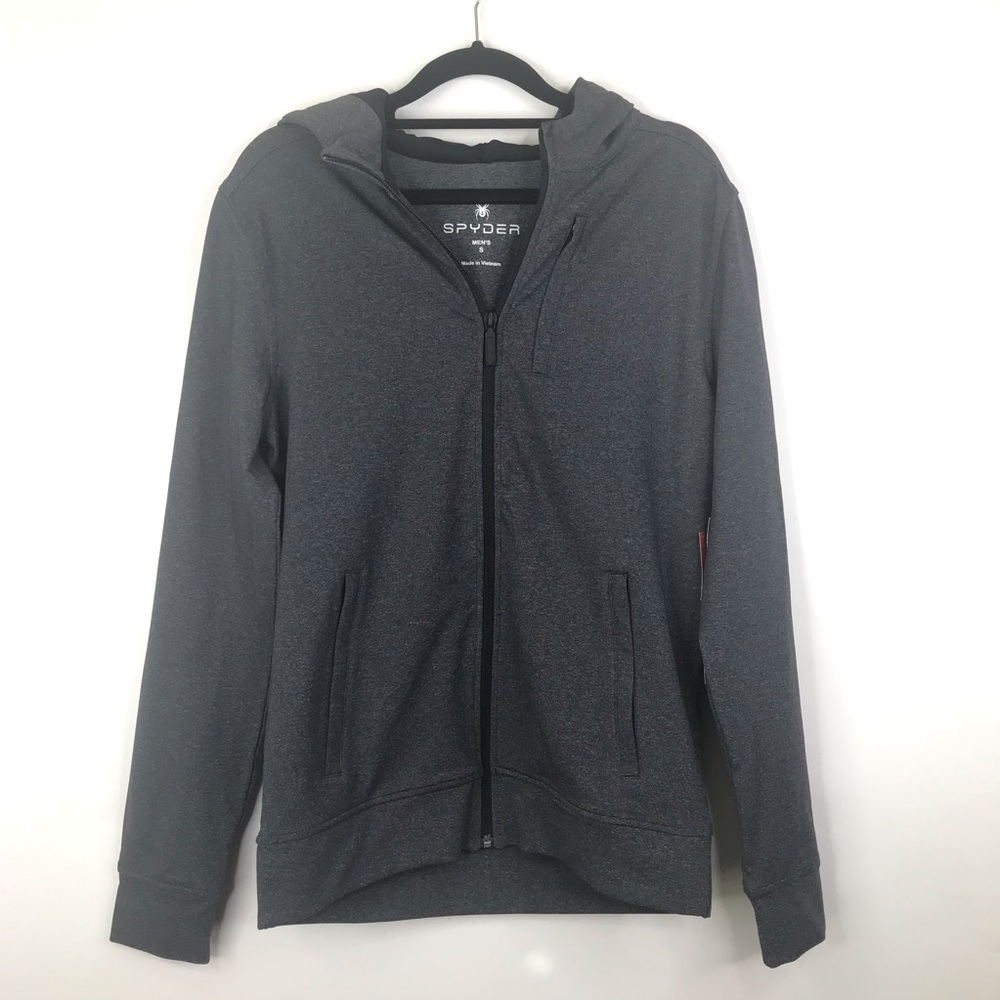NWT Spyder Mens Full Zip Gray Jacket with Hoodie
